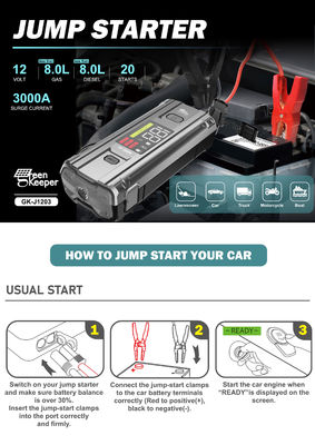 Wiederaufladbarer 12V-Autostriebwerksstarter mit Luftkompressorpumpe und Led-Arbeitslicht