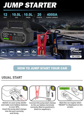 Jump Start Alle Gas- oder 10.0L Diesel-Auto mit 4000A Batterie Jump Starter und USB-Ausgang