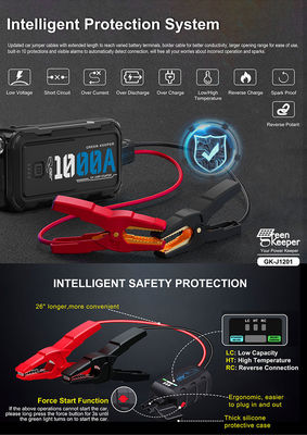 High Power Car Jump Starter Power Bank für portable 12v Lithiumbatterien mit mehreren Funktionen