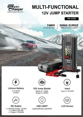 Autobatterie Sprungstarter UltraSafe Superkondensator 3000A Powerbank für Fahrzeuge LKW