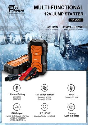 12V 24V 4000A UltraSafe Fit Extreme Temperaturen Tragbare Batterie Sprungstarter für das Auto