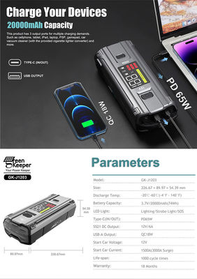 UltraSafe 3000A Hochentladung Batterie Booster Pack für Fahrzeuge Lkw und Autos