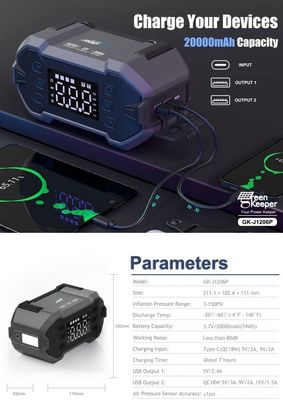 UltraSafe 12V Sprungstarter mit LED-Licht und Luftkompressor 3000A Autobatteriebooster