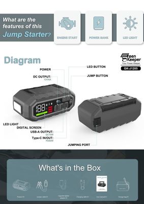4000A UltraSafe Multi-Funktion Battery Jump Starter mit LED-Licht für extreme Temperaturen