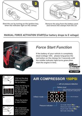 3000A Peak Portable Mini Car Jump Starter mit 20000mAh Kapazität und LED Taschenlampe
